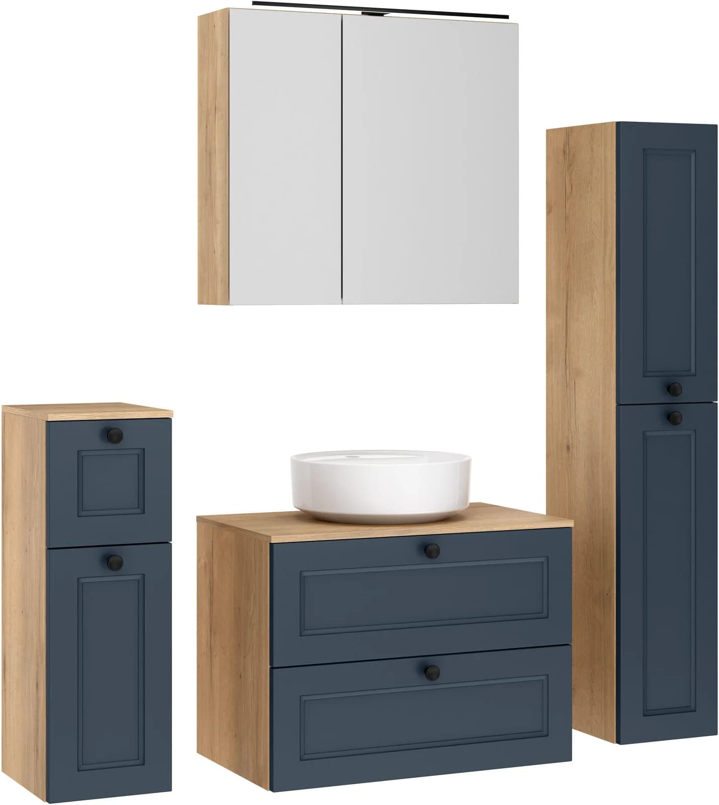 NOBILIA Badmöbel-Set Cascada Blau mit Soft-Close & LED