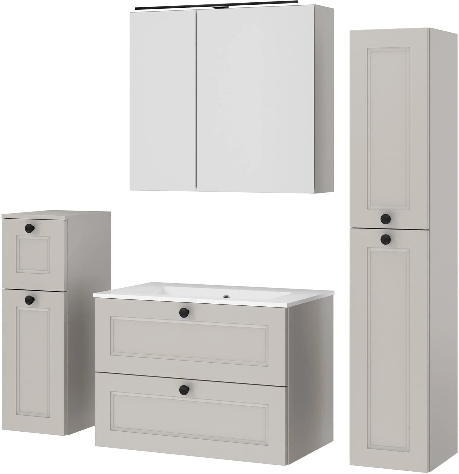 Badmöbel-Set NOBILIA Cascada Steingrau mit LED & Soft-Close