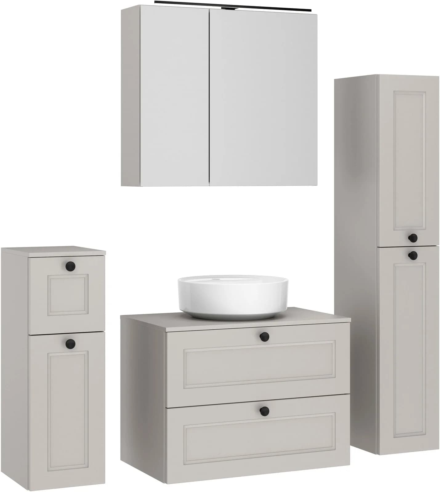 NOBILIA Cascada Badmöbel-Set Steingrau mit Soft-Close & LED