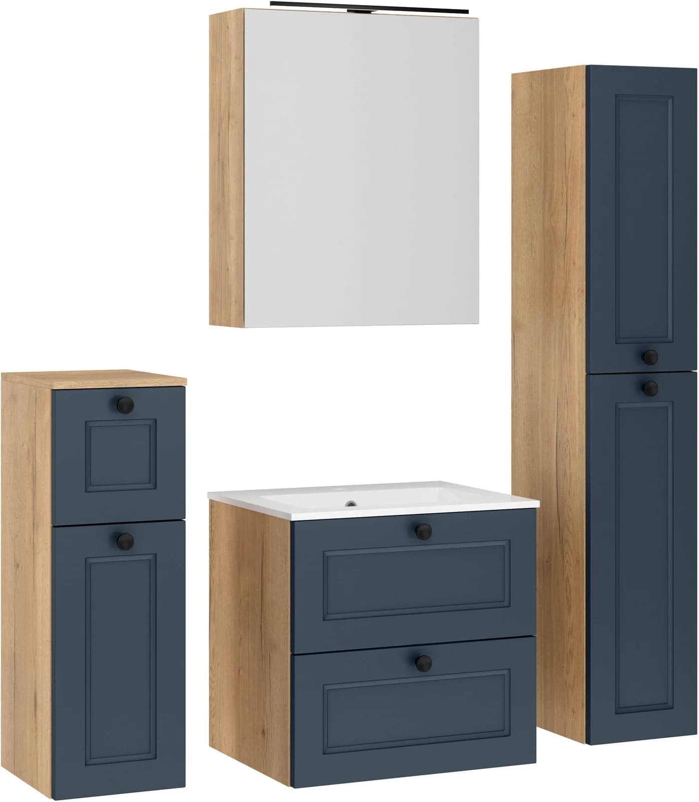 NOBILIA Cascada Badmöbel-Set Blau mit Soft-Close und LED