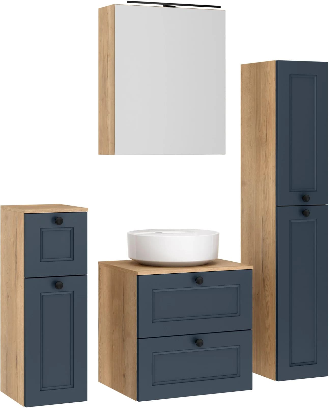NOBILIA Badmöbel-Set Cascada Blau mit Soft-Close & LED
