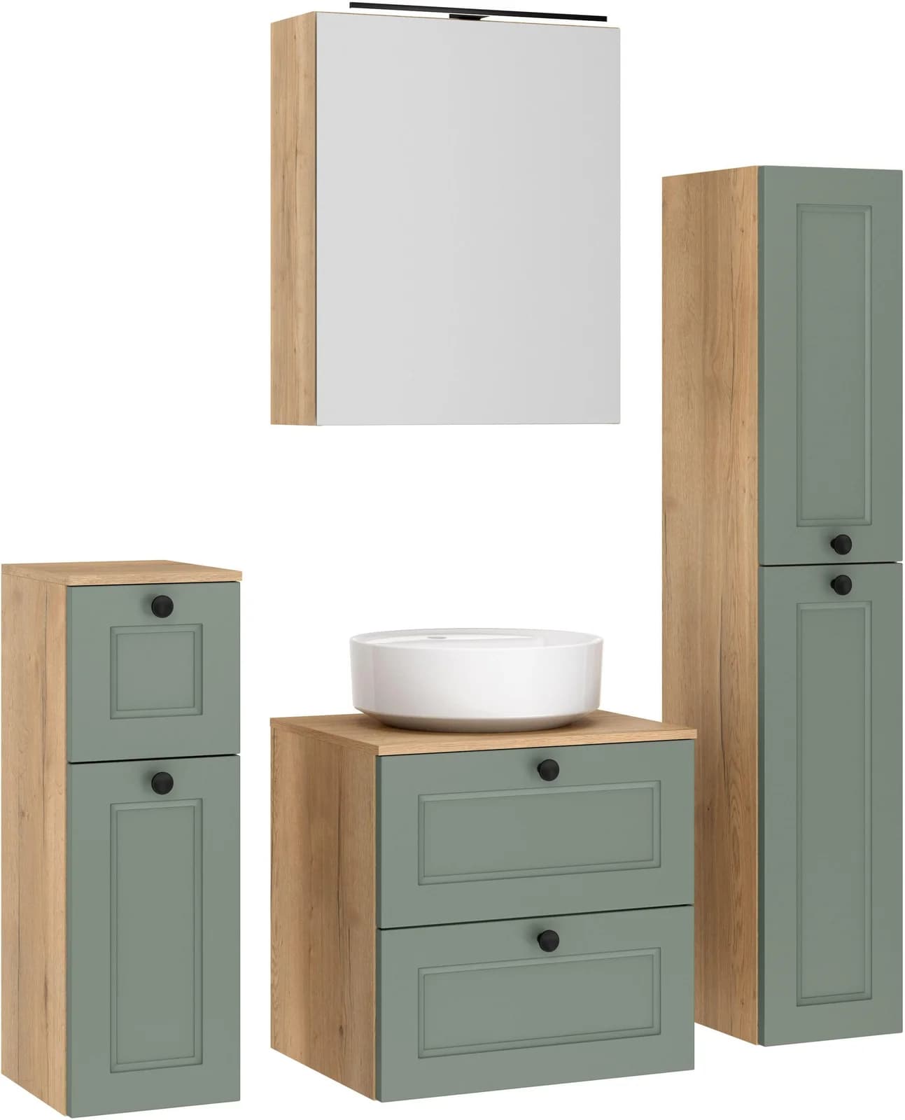 NOBILIA Badmöbel-Set Cascada grün mit Soft-Close und LED