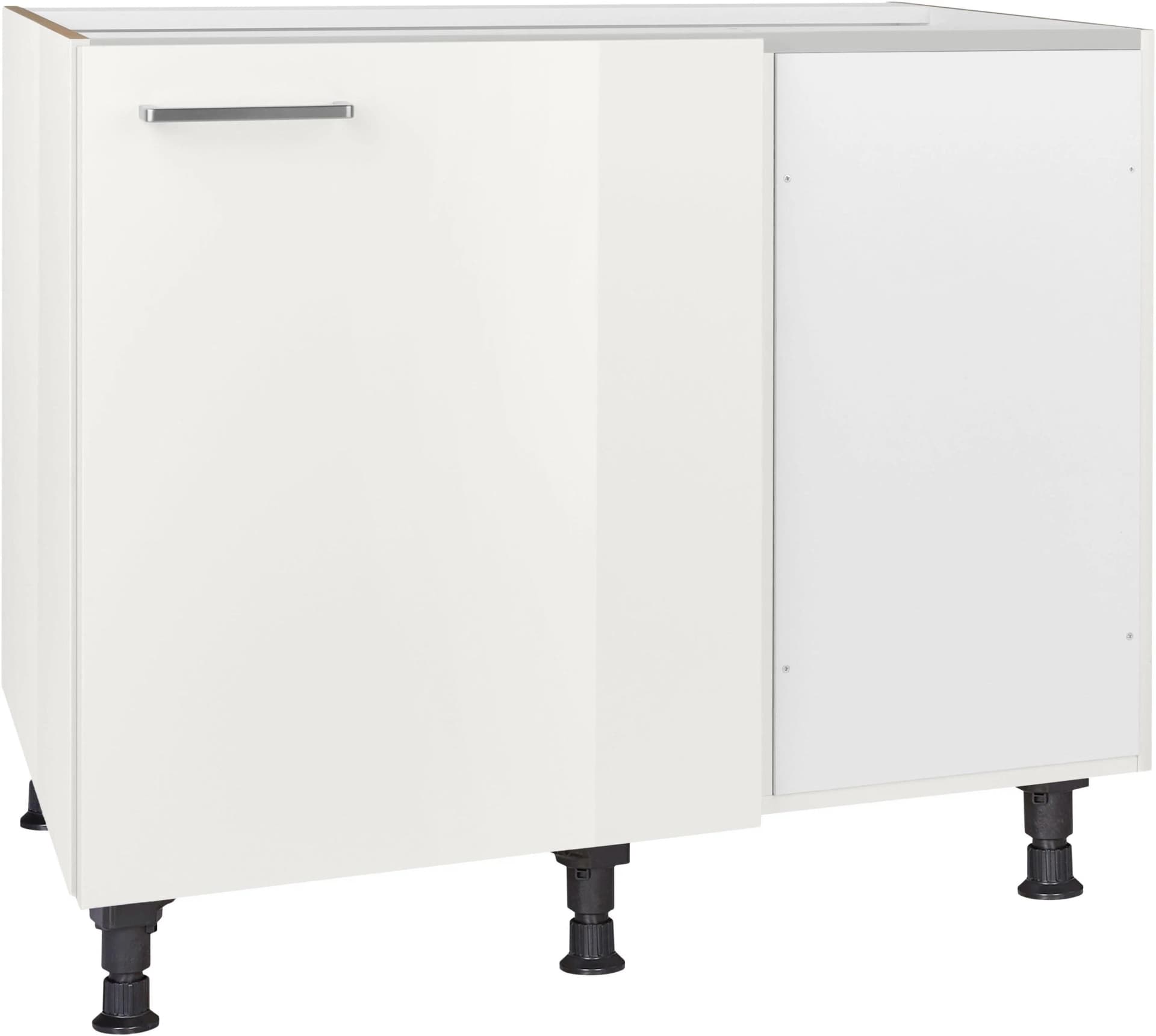 Eckunterschrank NOBILIA Flash 100 cm Alpinweiß Hochglanz