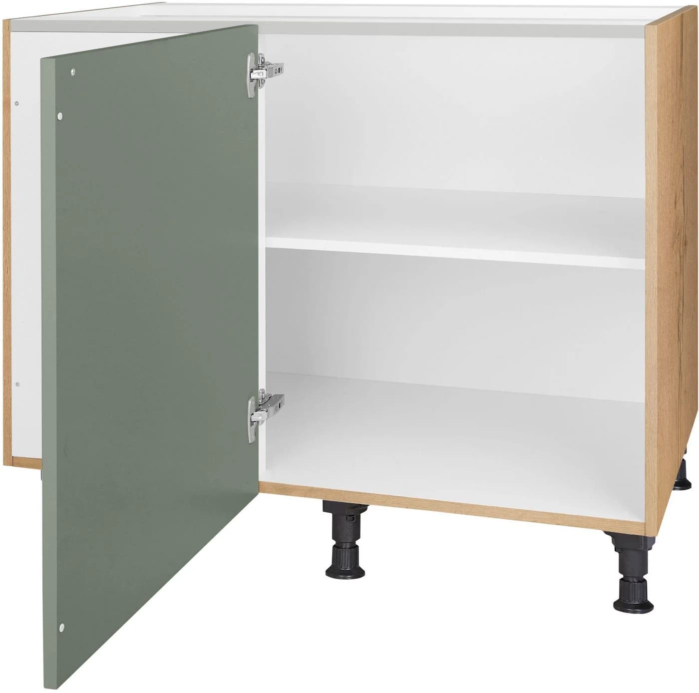 Eckunterschrank aus Metall und Holz im modernen Stil