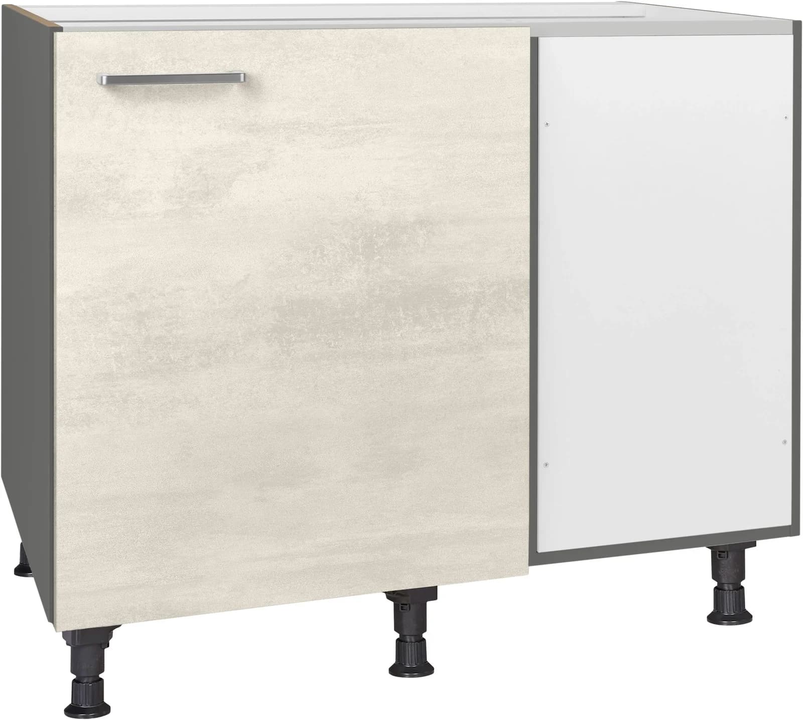 Eckunterschrank NOBILIA Riva Weißbeton Nachbildung Schiefergrau 100 cm