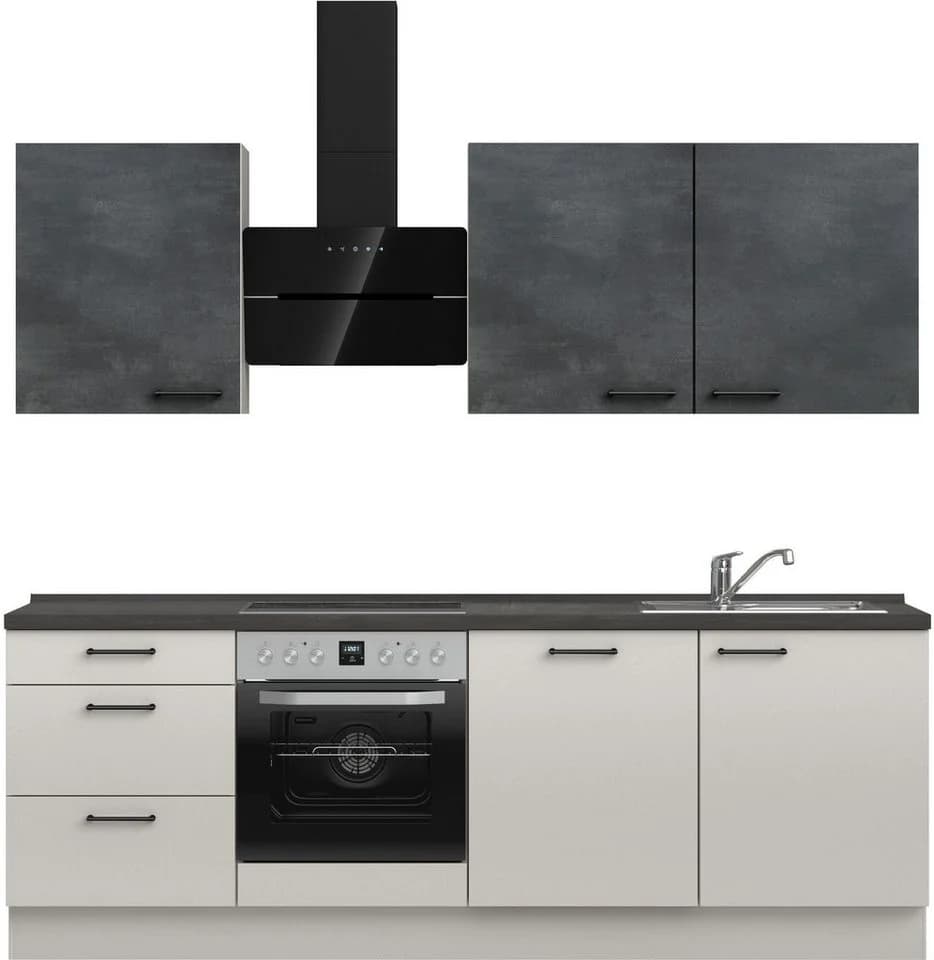 nobilia® Küchenzeile MIAMI Seidengrau/Schwarz 240 cm vormontiert - Bild 2