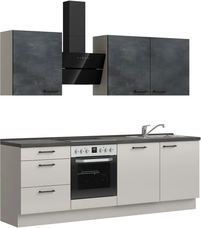 nobilia® Küchenzeile MIAMI Seidengrau/Schwarz 240 cm vormontiert - Bild 4