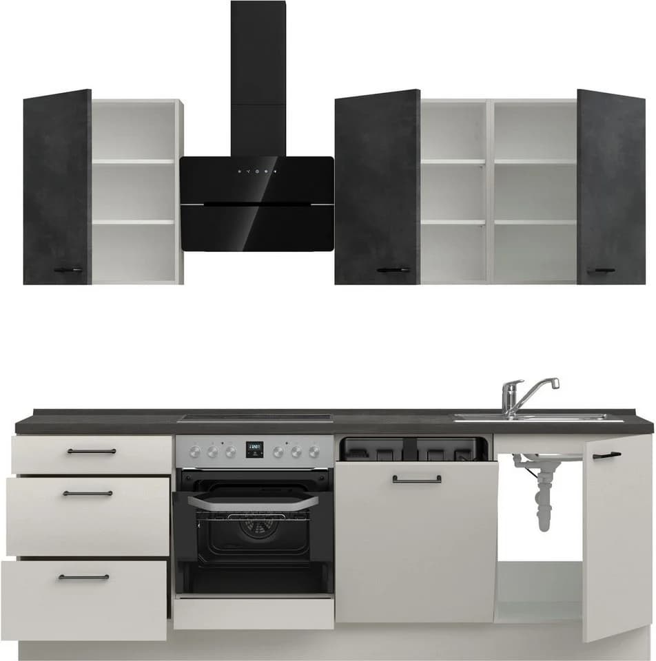 nobilia® Küchenzeile MIAMI Seidengrau/Schwarz 240 cm vormontiert - Bild 5