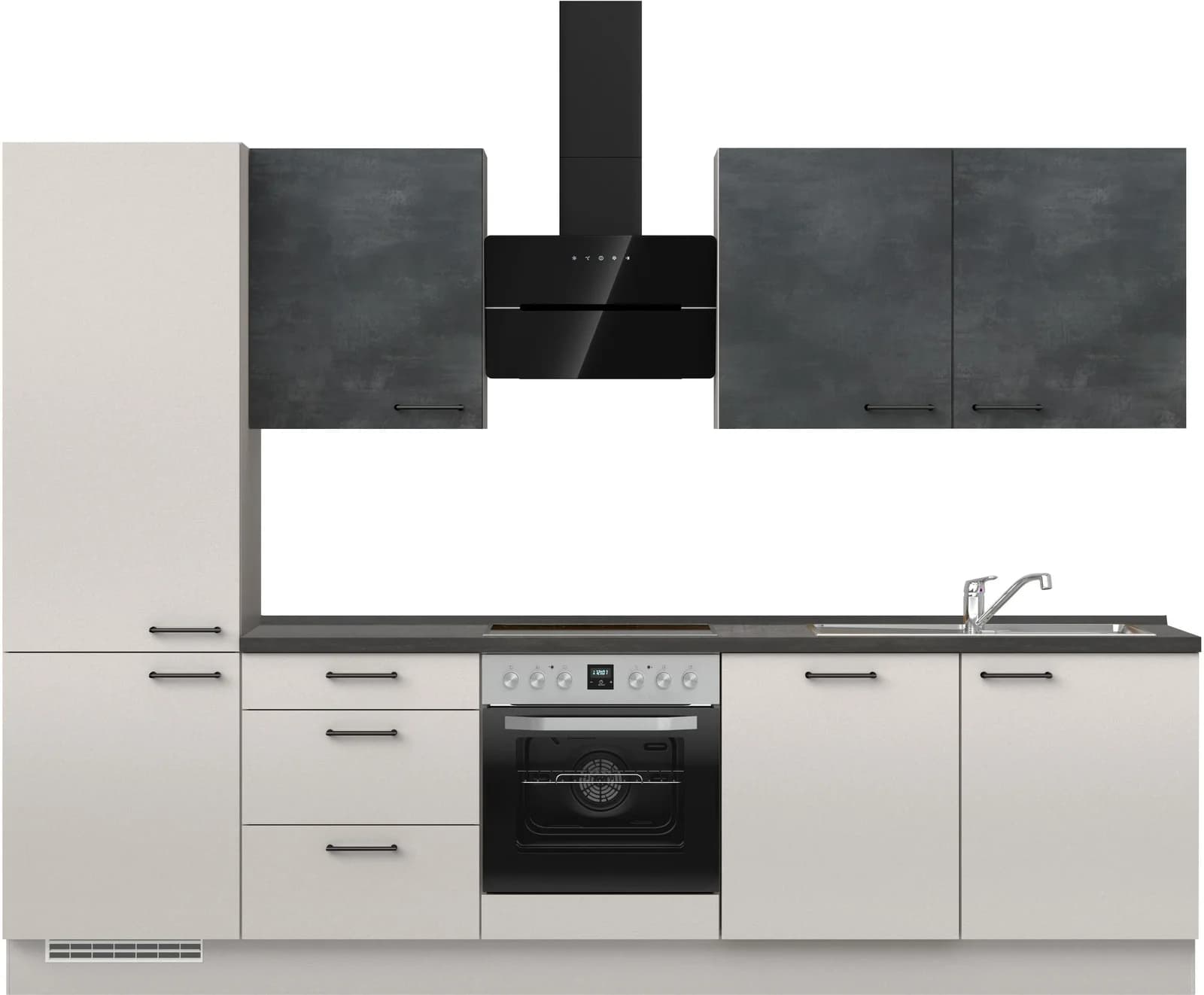 Nobilia Küchenzeile MIAMI Grau/Schwarz 300cm