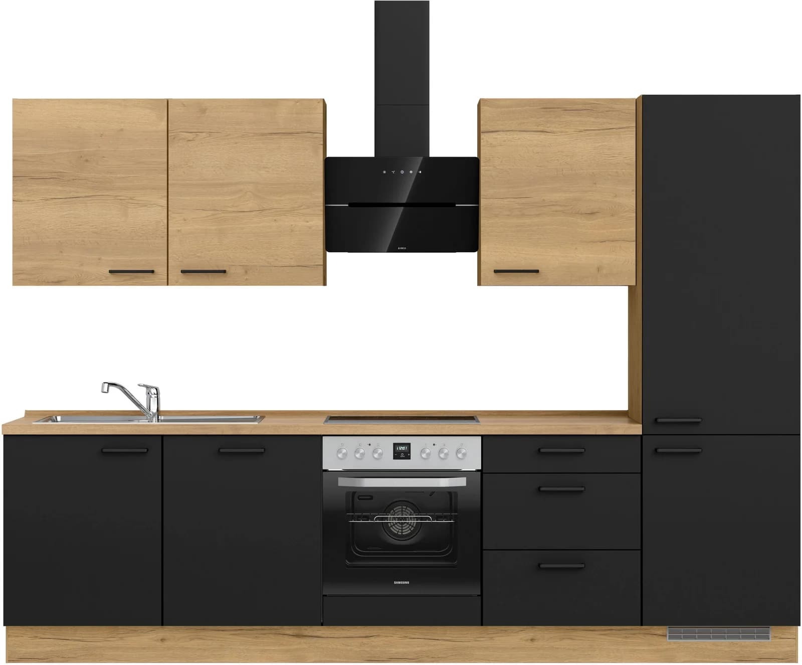NOBILIA Küchenzeile MIAMI Schwarz Eiche Nachbildung 300cm