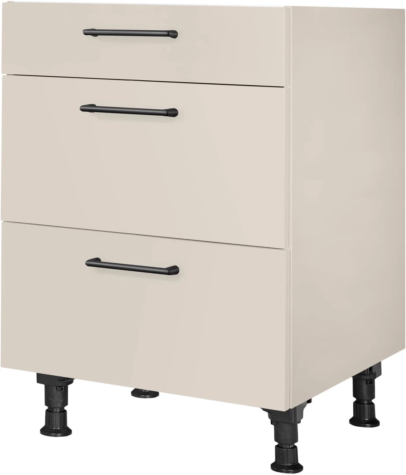 Nobilia Unterschrank MIAMI Sand Schwarz 60cm vormontiert