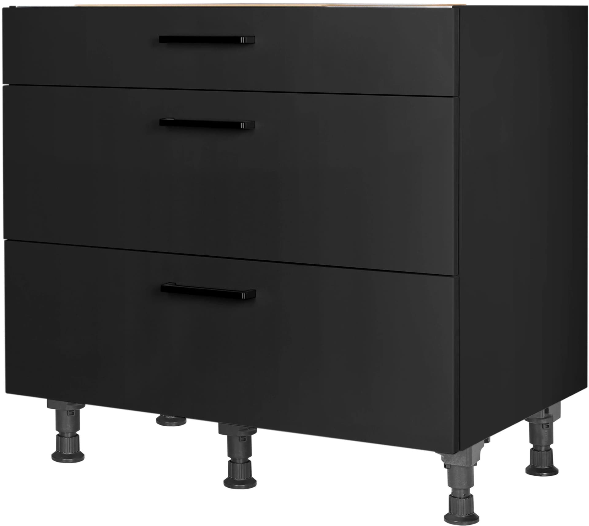 Nobilia Kochfeldumbauschrank MIAMI Schwarz supermatt 90cm