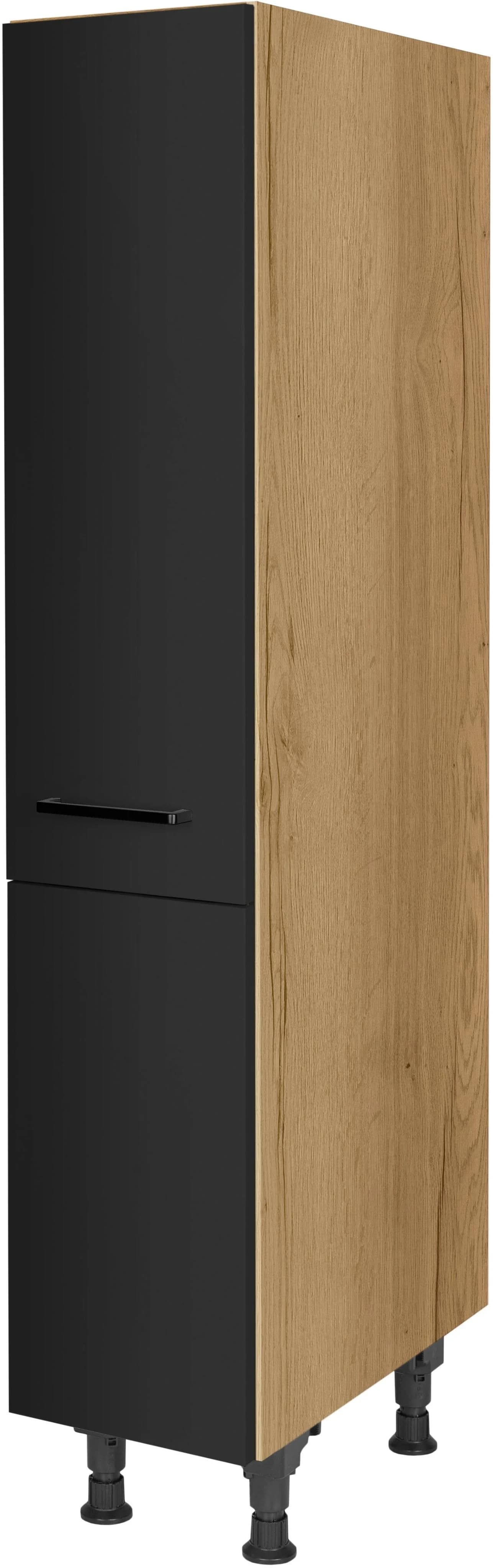 Nobilia Apothekerschrank MIAMI Schwarz Supermatt Eiche Sierra 30cm