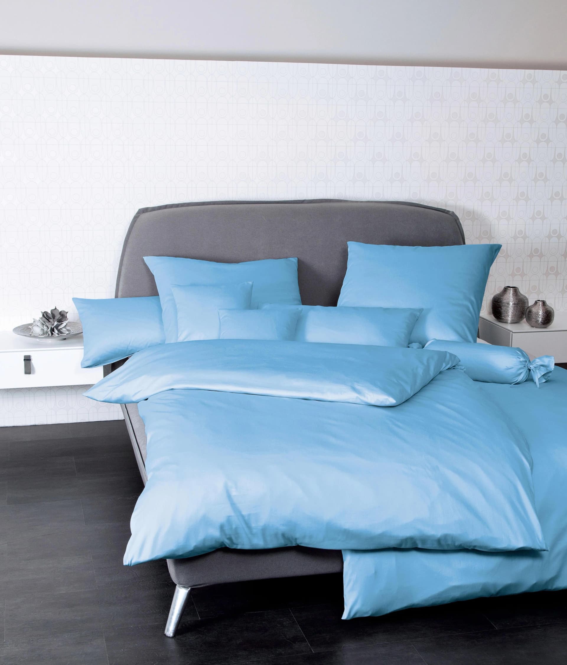 JANINE Bettwäsche Colors Mako-Satin Hellblau 3-tlg.