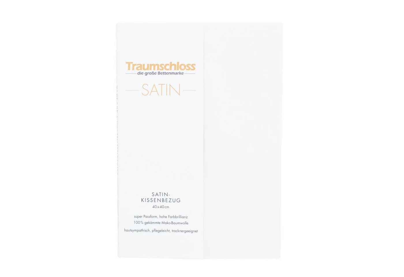 Traumschloss Kissenbezug Mako-Satin Weiß 100% Baumwolle mit Reißverschluss