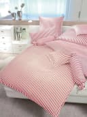 Janine Kissenbezug Modernclassic Rot Mako-Satin Streifen Bild 1