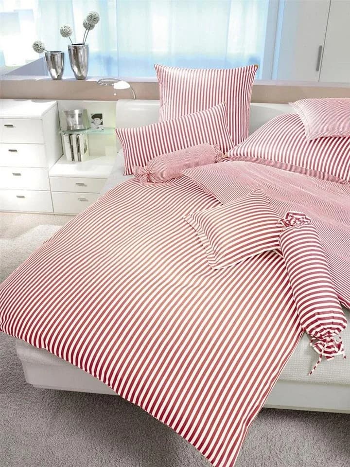 Janine Kissenbezug Modernclassic Rot Mako-Satin Streifen