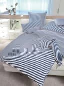 Kissenbezug JANINE Modernclassic Marine Blau Mako-Satin Baumwolle Bild 1