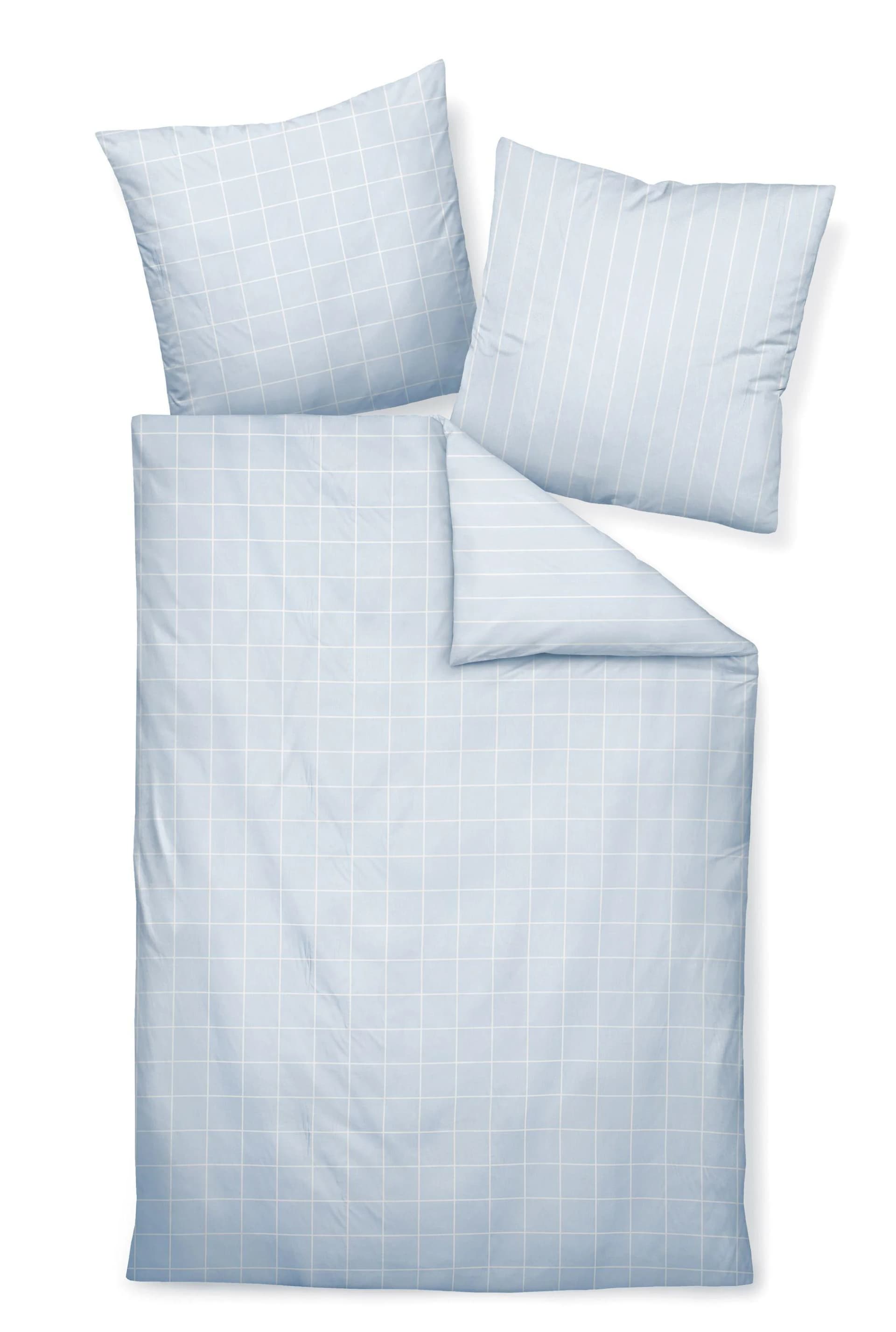 Bettwäsche Mako-Satin Perlblau 100% Baumwolle