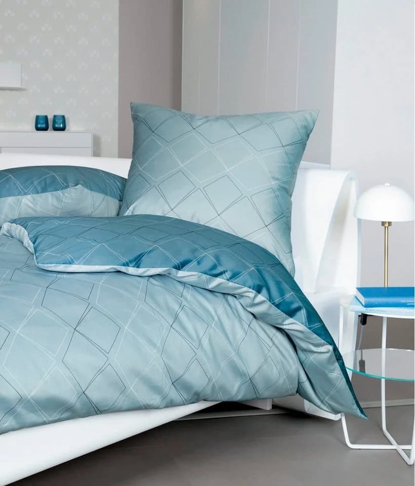 Janine Wendebettwäsche J.D. 87053 Blau Rauten-Design - Bild 2