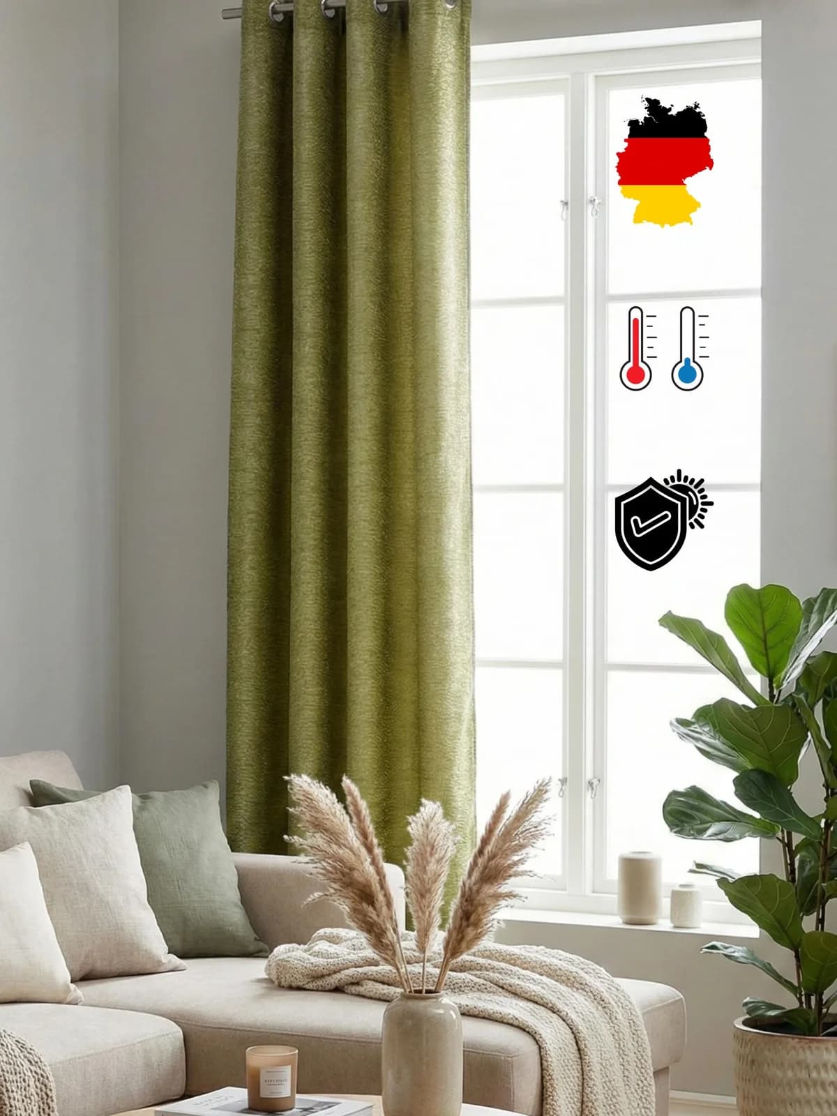 WIRTH Vorhang Trondheim 328 g/m² Hellgrün Chenille Polyacryl