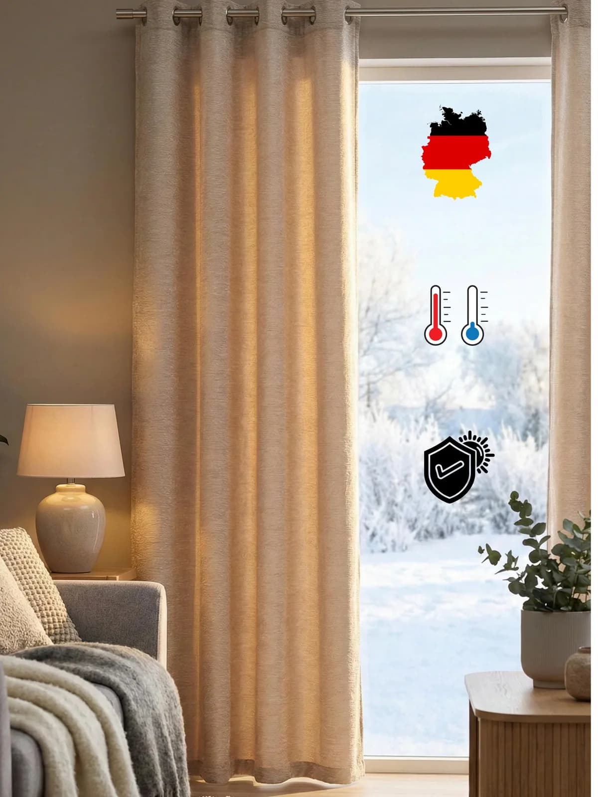 WIRTH Vorhang Trondheim 328 g/m² Beige Chenille