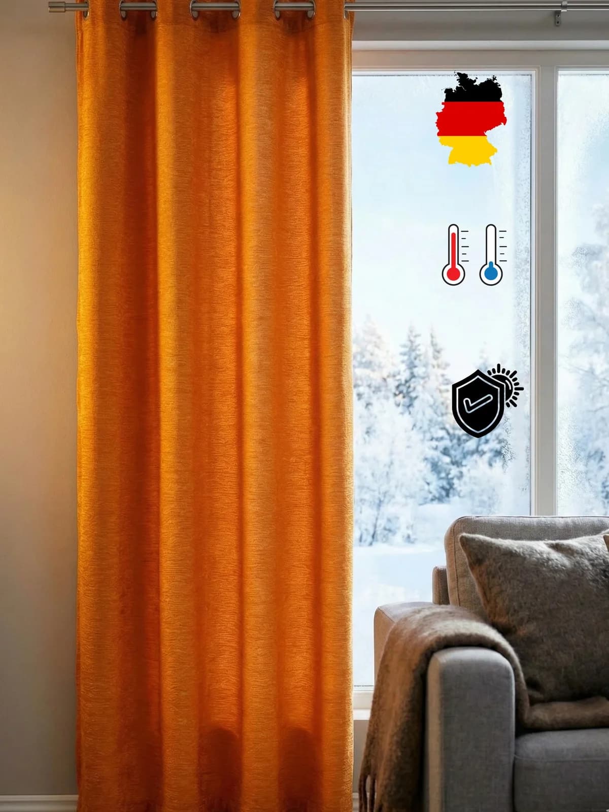 WIRTH Vorhang Trondheim B Blutorange Thermovorhang Chenille