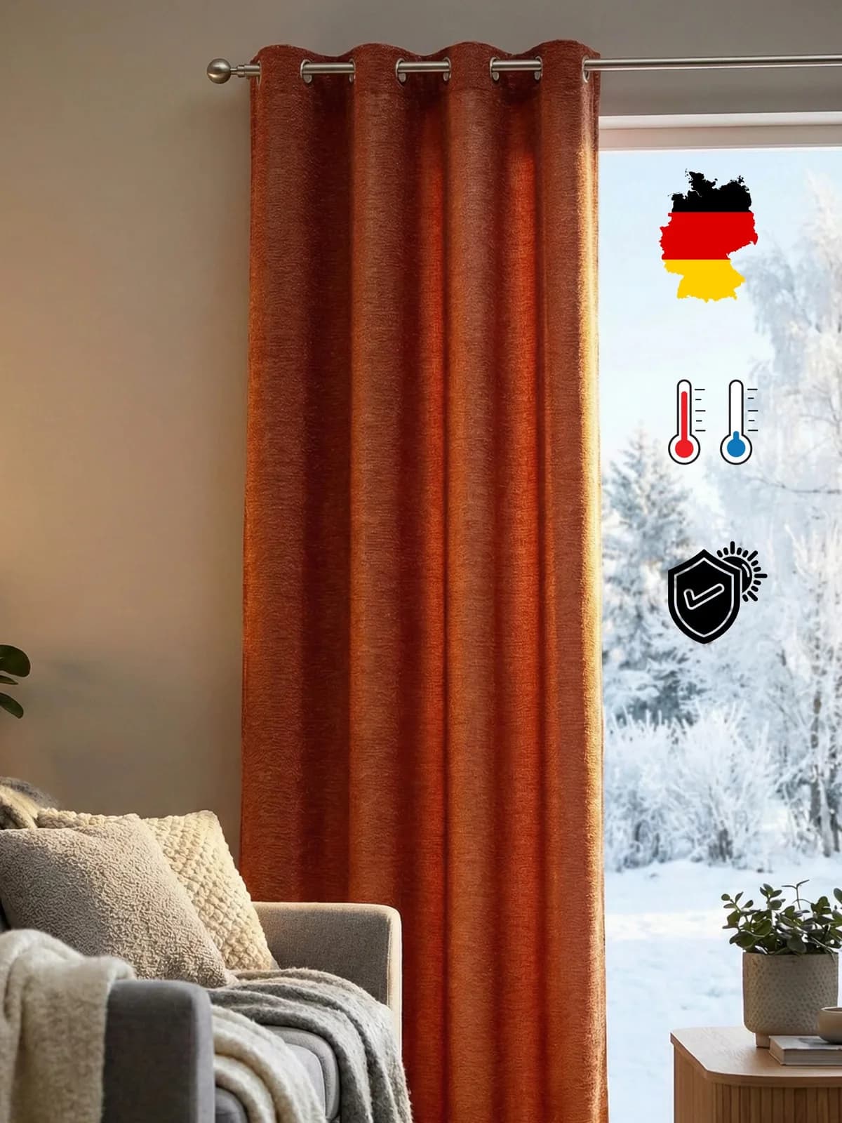 WIRTH Vorhang Trondheim 328 g/m² Rotbraun Chenille Polyacryl
