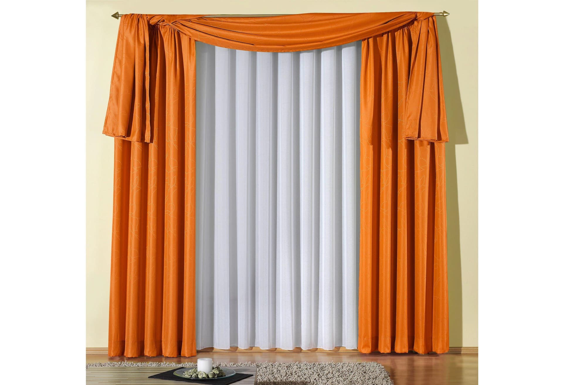 WIRTH Vorhang Janine Orange Jacquard Polyester