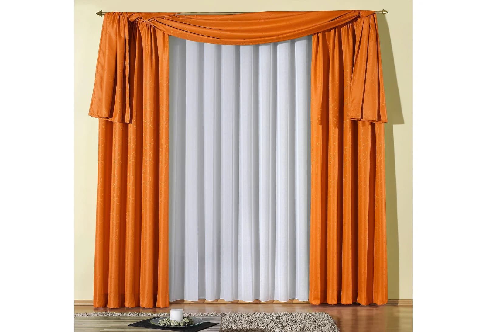 WIRTH Vorhang Janine Orange Jacquard Polyester