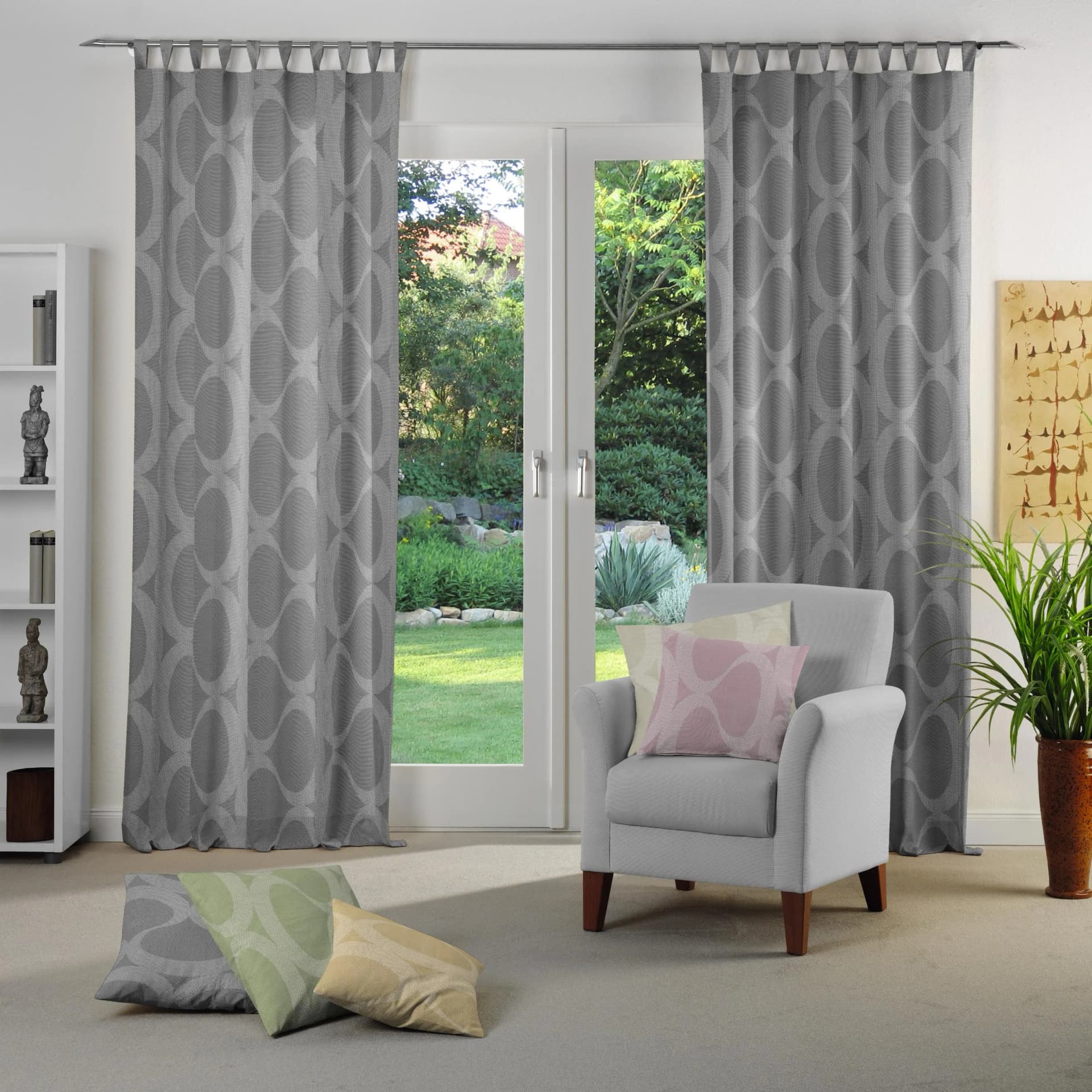 WIRTH Vorhang Lahstedt Grau Jacquard Polyacryl Polyester