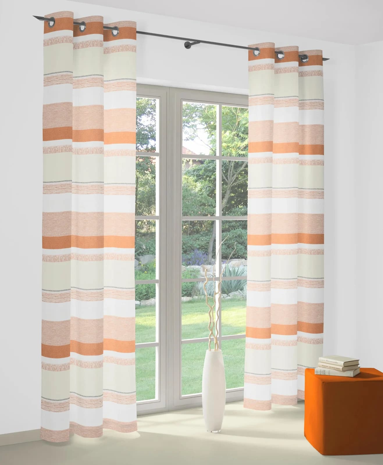Vorhang WIRTH Novara Jacquard Orange Querstreifen