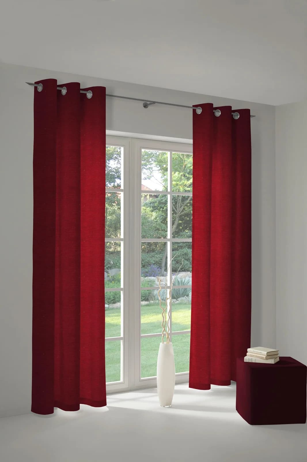 WIRTH Toco-Uni Vorhang Rot Chenille Polyacryl