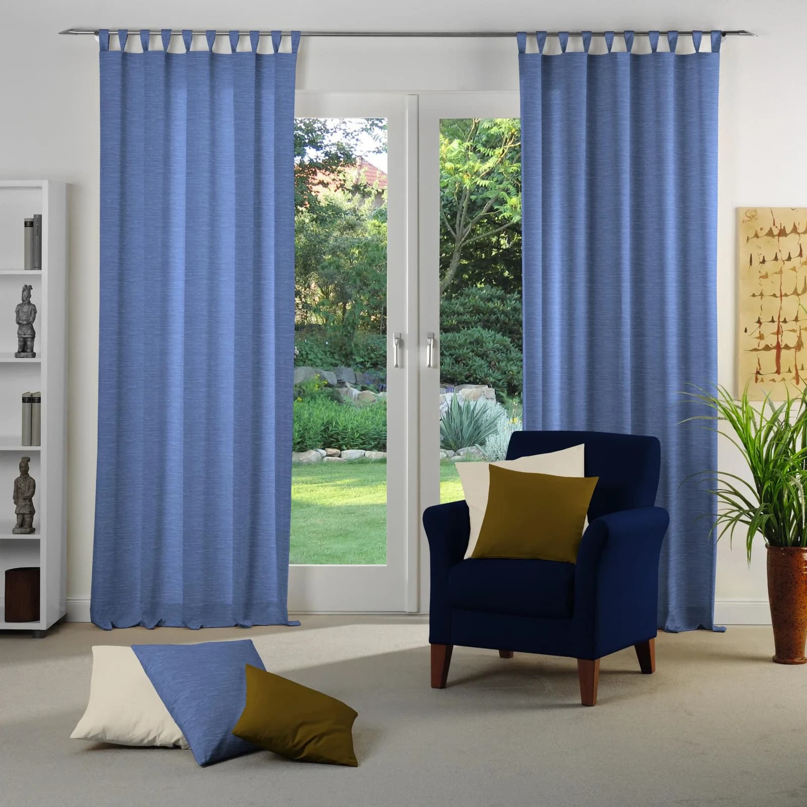 WIRTH Vorhang Toco-Uni Blau 132x175cm Chenille Polyacryl