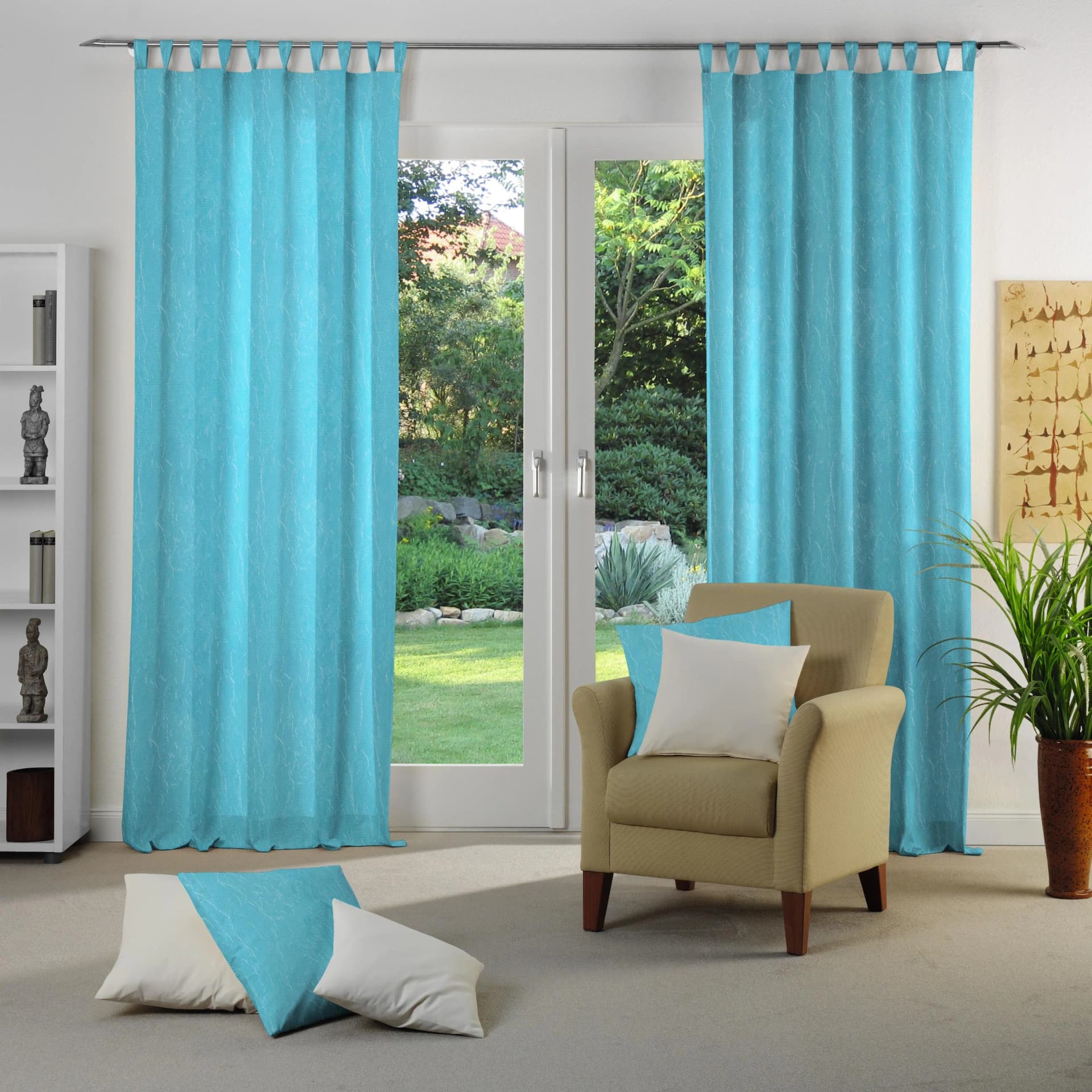 WIRTH Vorhang Lahnstein Türkis Polyester Schlaufen Blickdicht