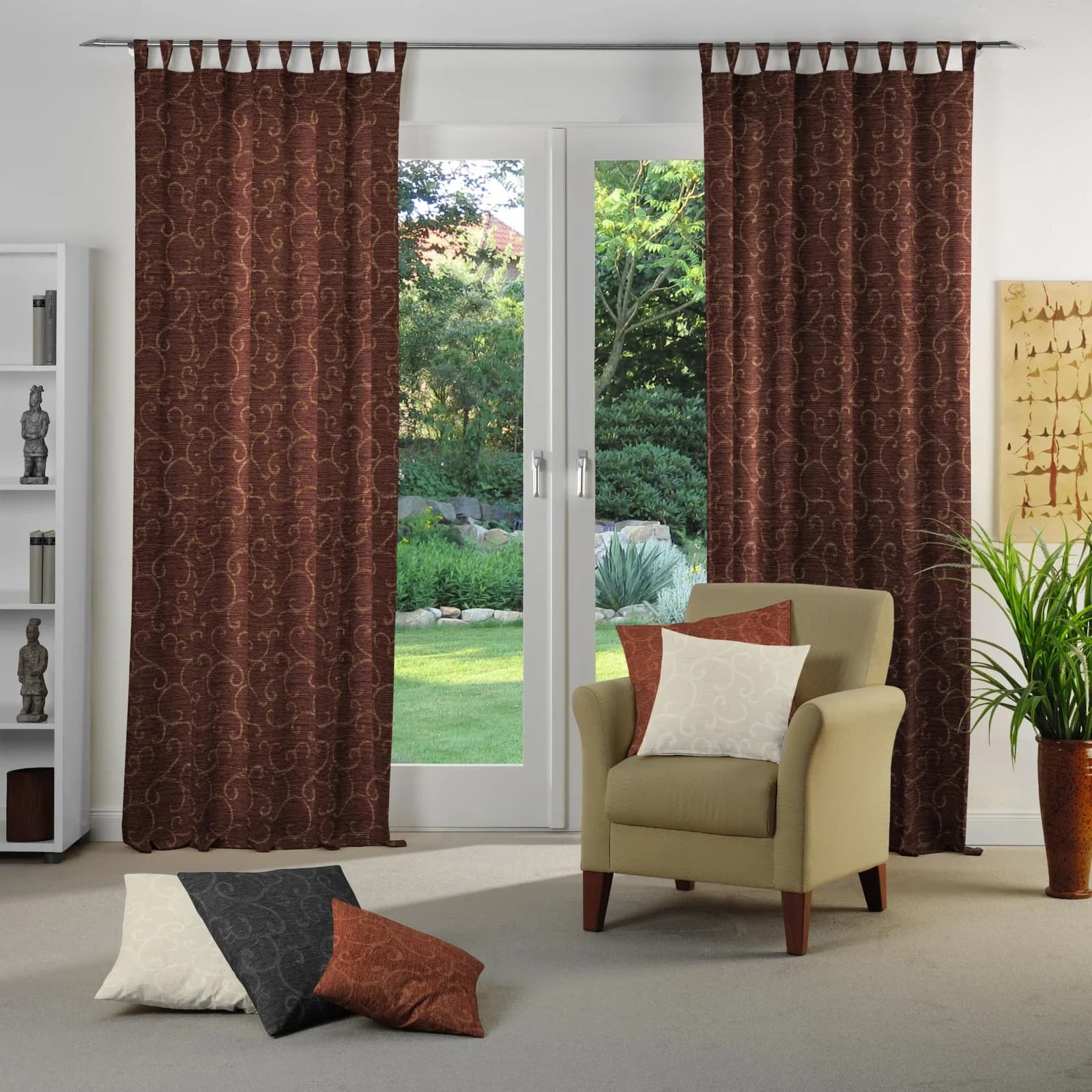 WIRTH Vorhang Toco-Ranke Braun Chenille