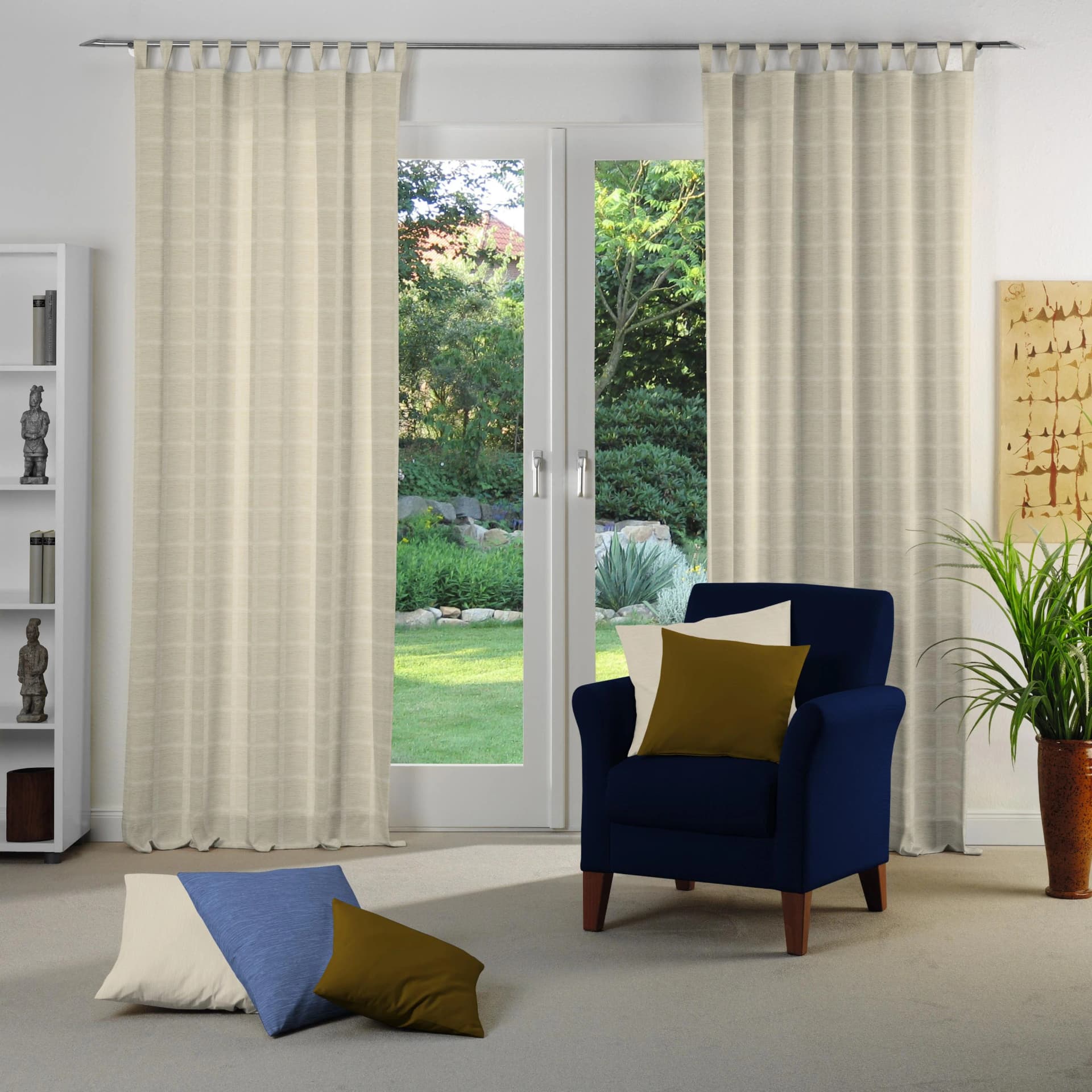 WIRTH Vorhang Toco-Karo Beige Chenille Polyacryl