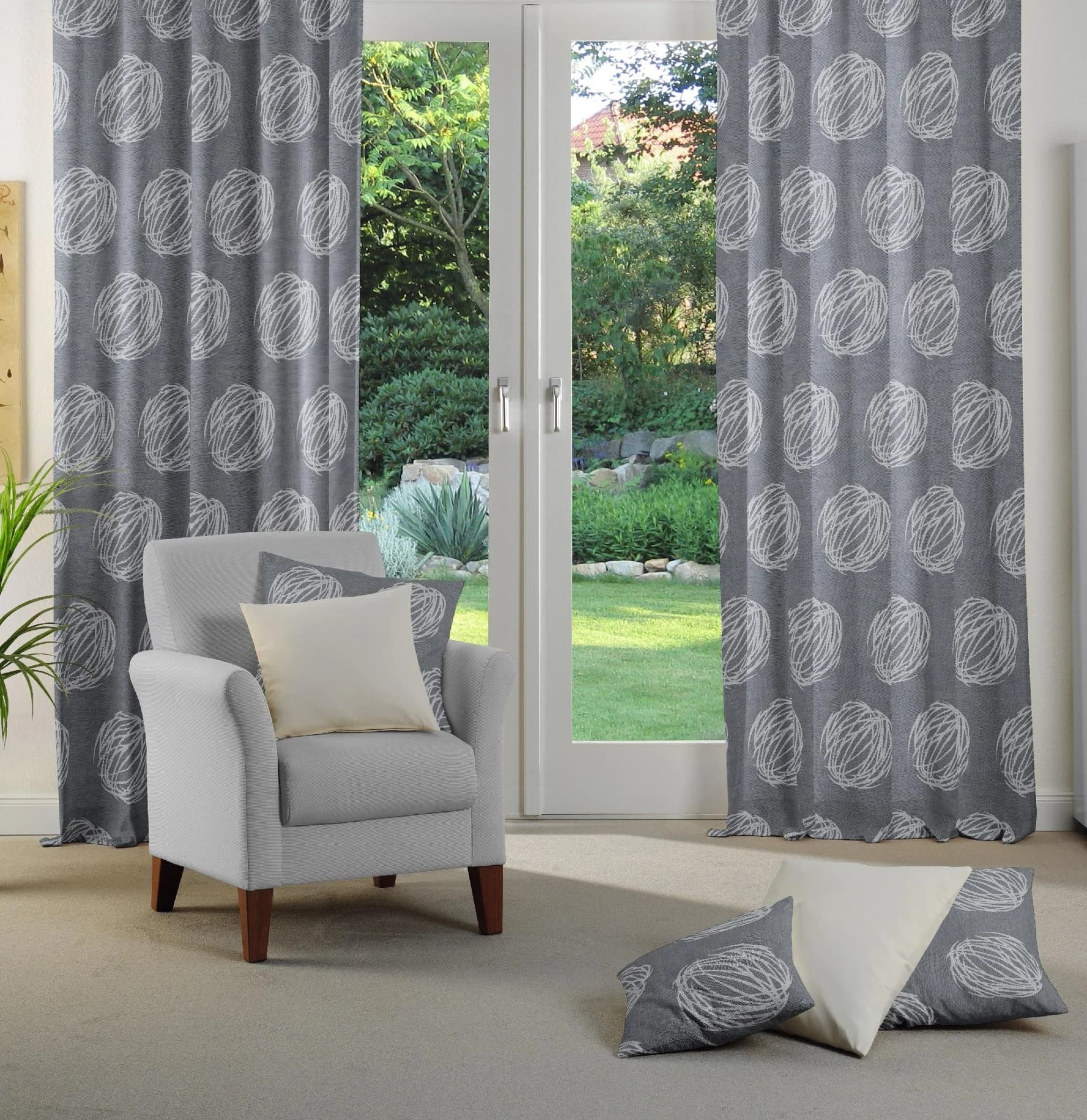 Vorhang WIRTH Kingston Jacquard Polyacryl Polyester Dunkelblau