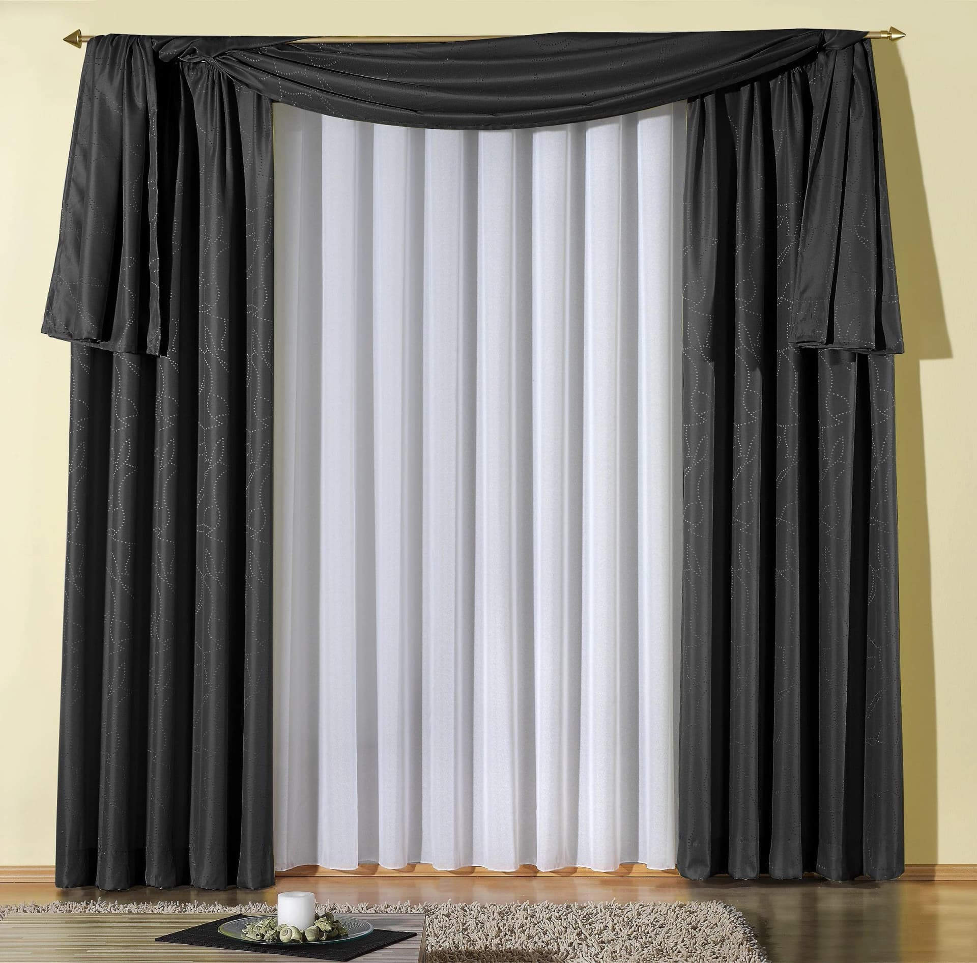 WIRTH Freihanddeko Janine Schwarz 135x300cm Polyester