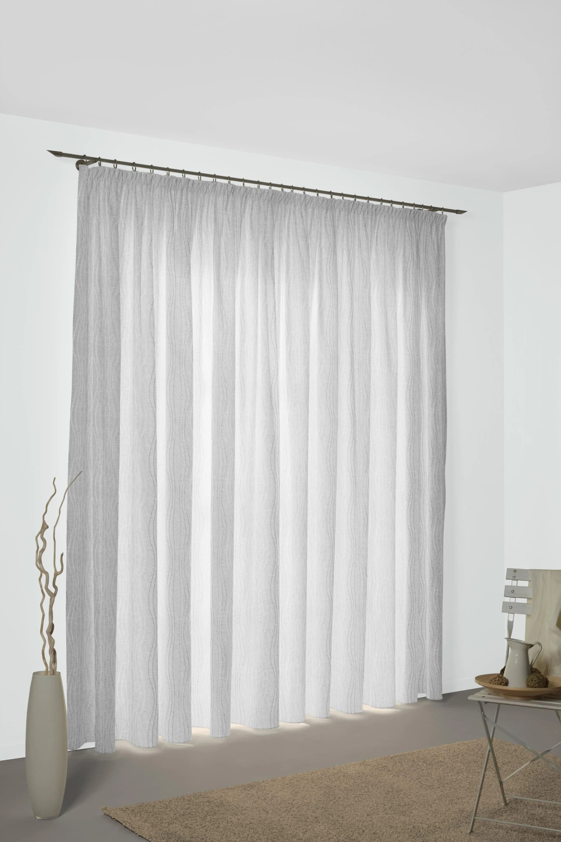 WIRTH Vorhang RICCIA Jacquard Weiß/Silber 132x180 cm