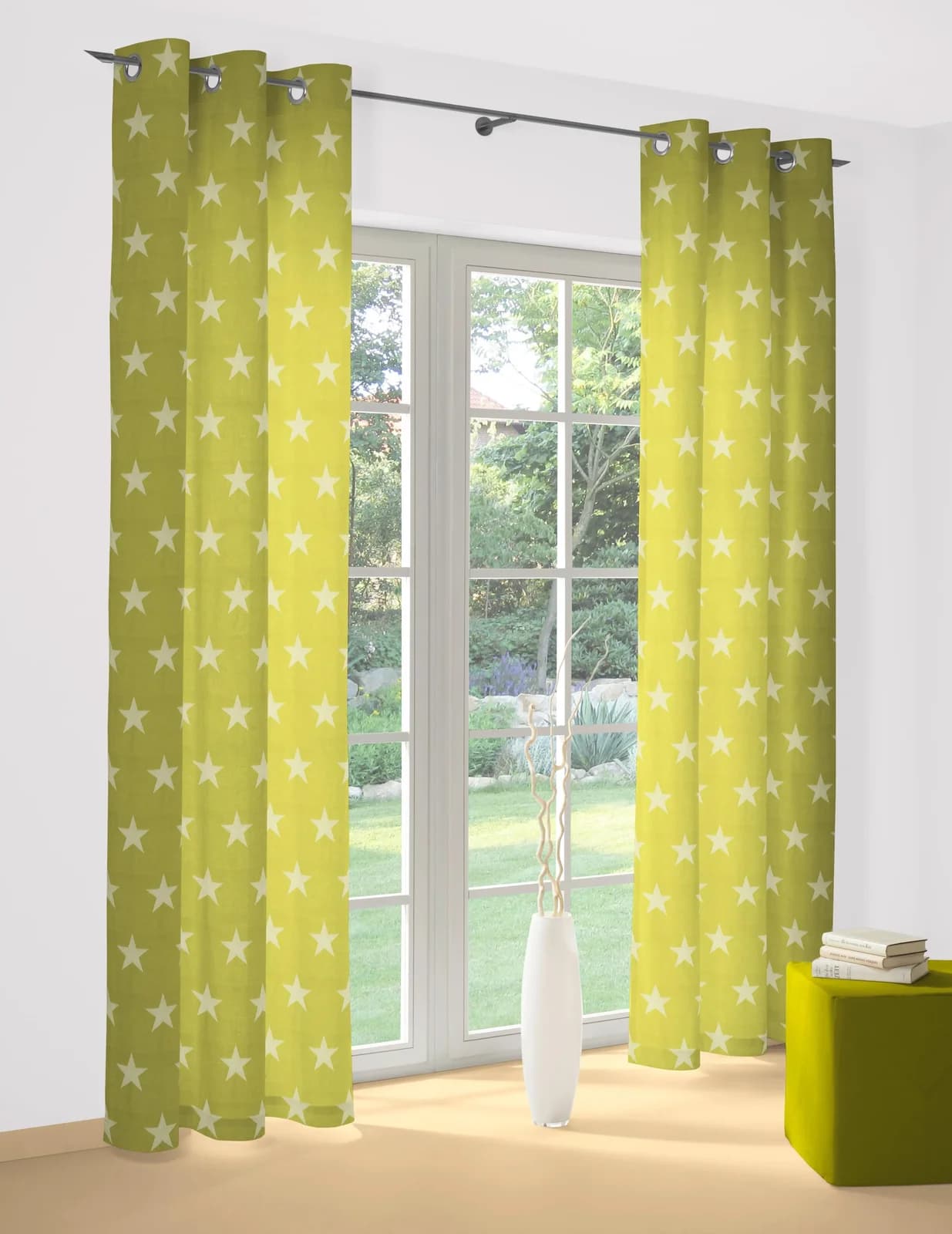 Vorhang WIRTH "FELINO" Grün Jacquard Polyester Baumwolle