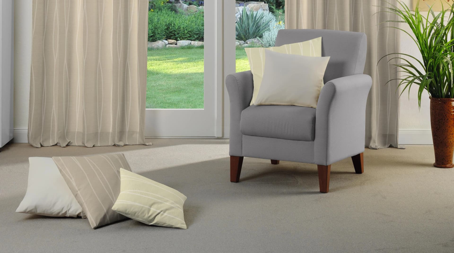 WIRTH Dekokissenhülle LANGWASSER Grau Taupe 40x40cm 2er Pack