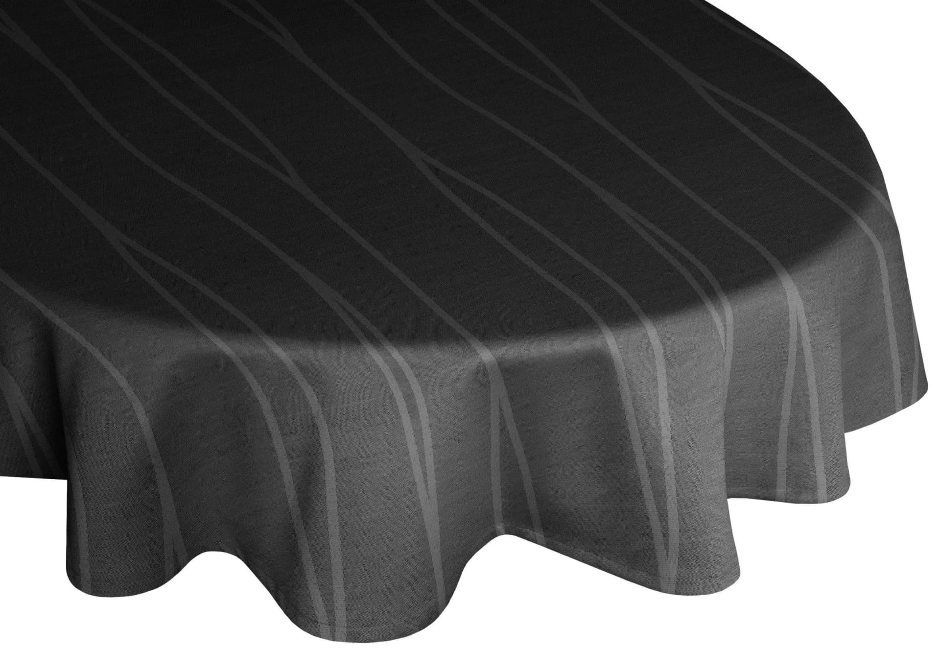 WIRTH Tischdecke LANGWASSER Oval Schwarz Kunstfaser