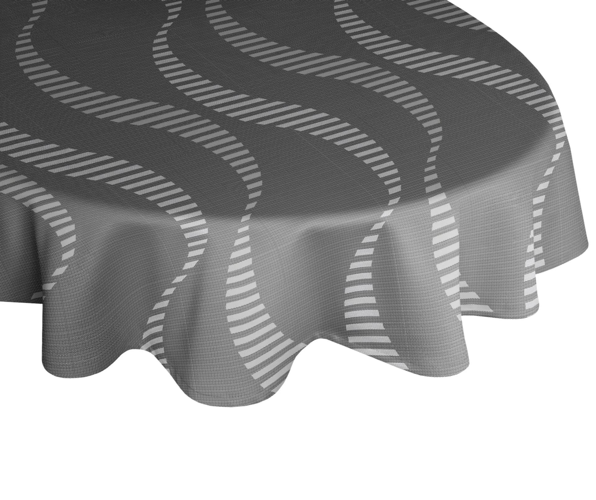 WIRTH Tischdecke LUPARA Oval Grau Wellen-Motiv