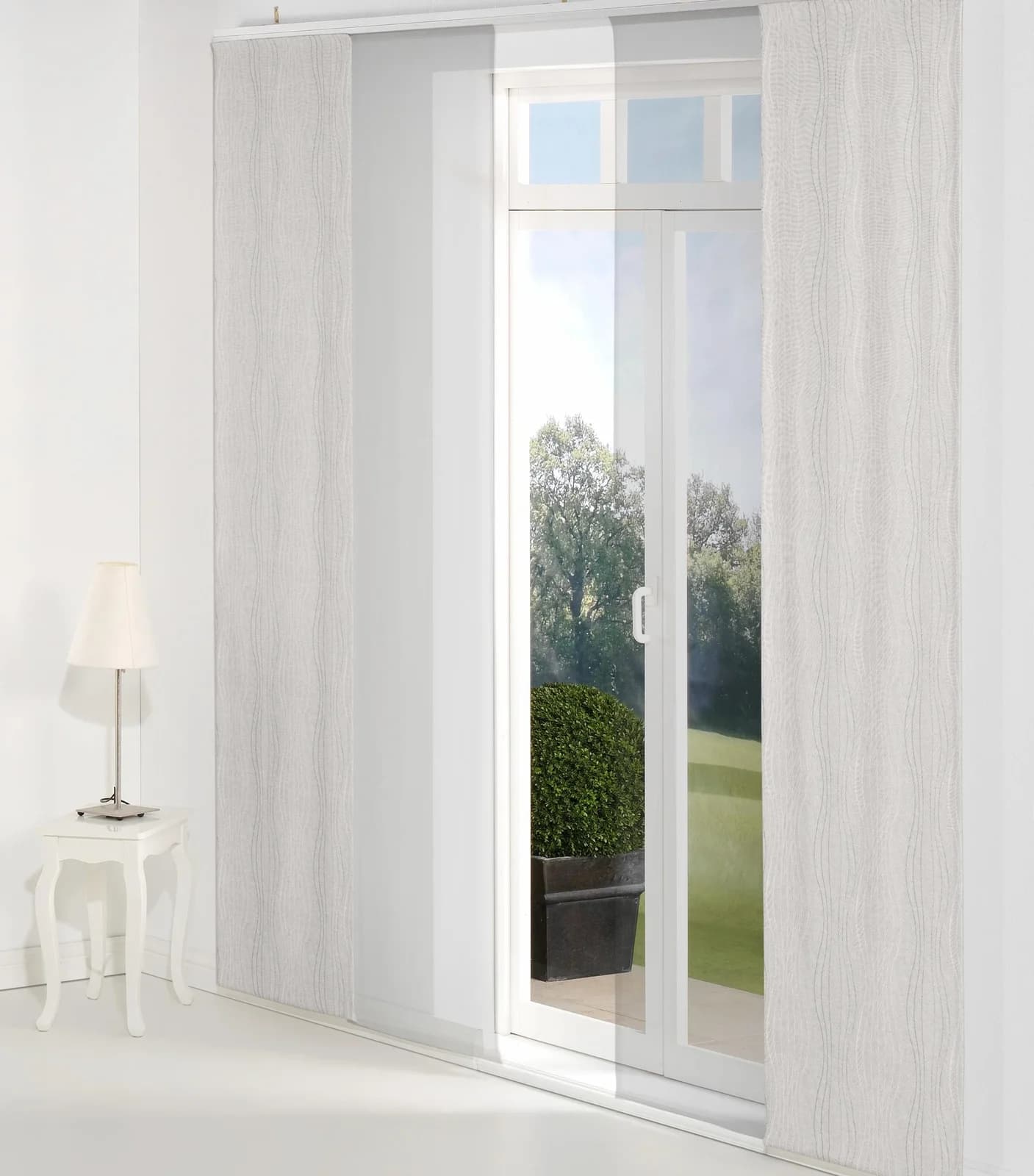 Schiebegardine WIRTH Riccia Weiß/Silber Jacquard