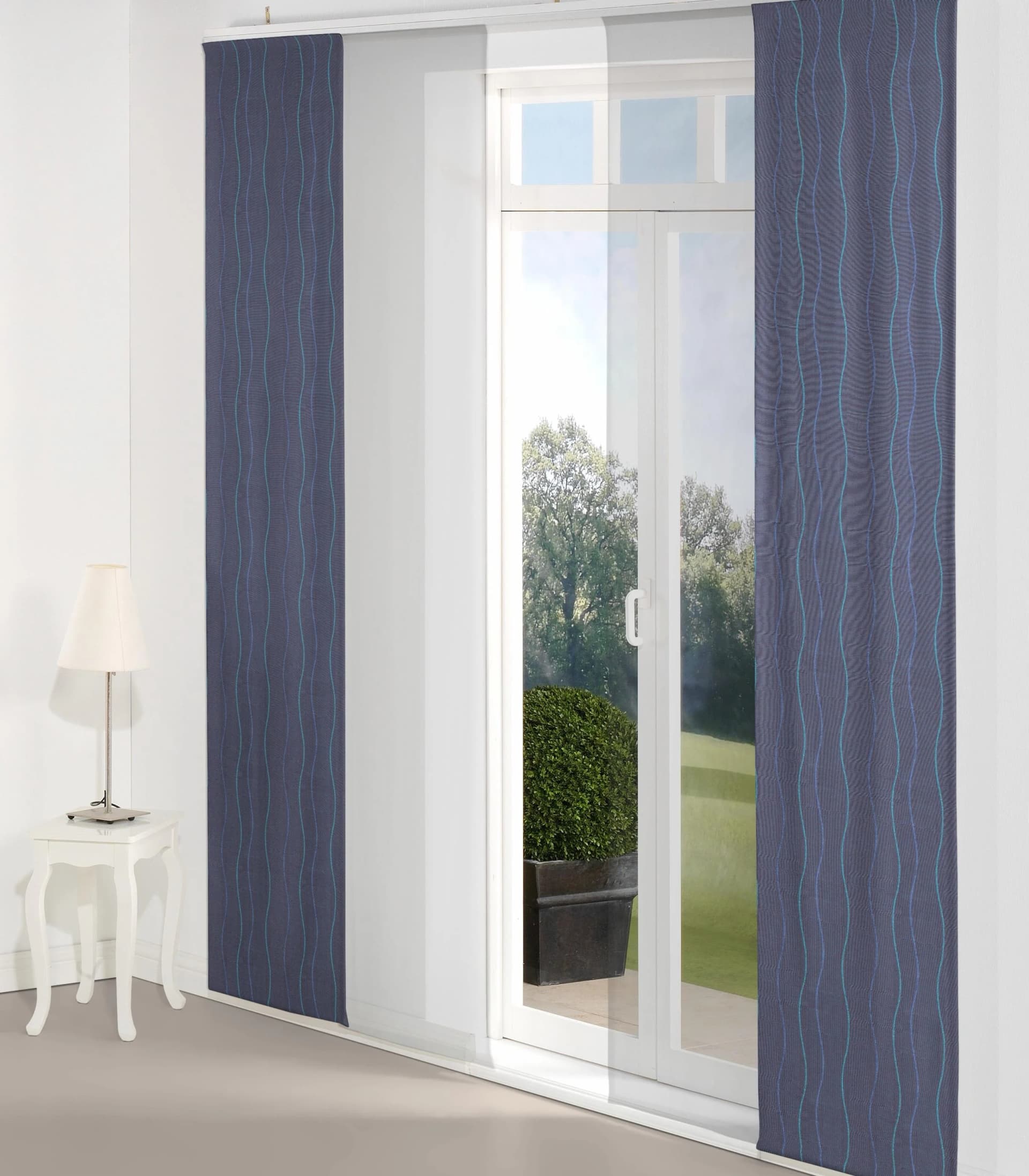 Schiebegardine WIRTH Sepino Blau Jacquard Baumwolle Polyester