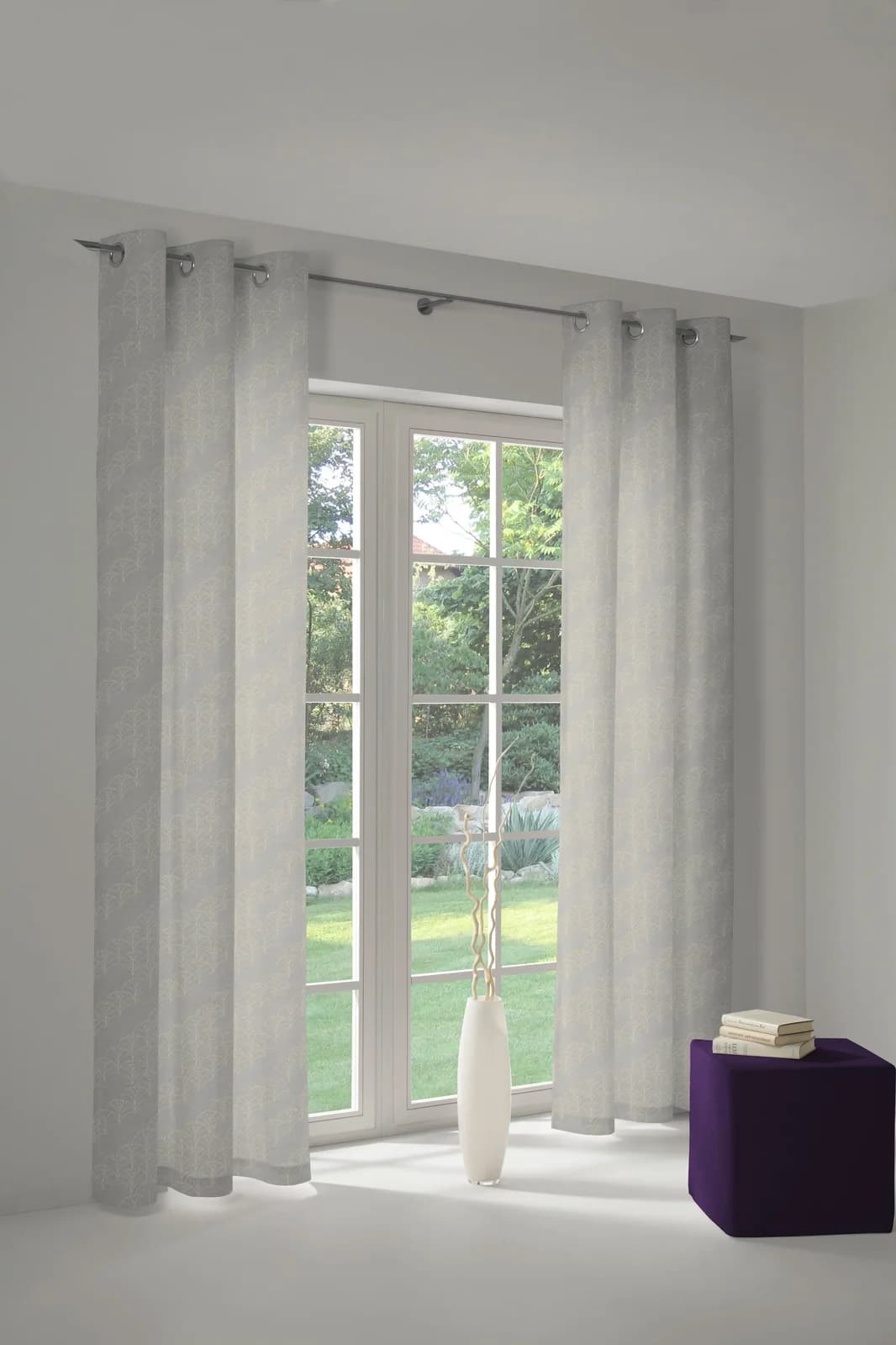 Vorhang ADAM Argentinian Criolla Light Jacquard Hellgrau 145x225cm Bio-Baumwolle