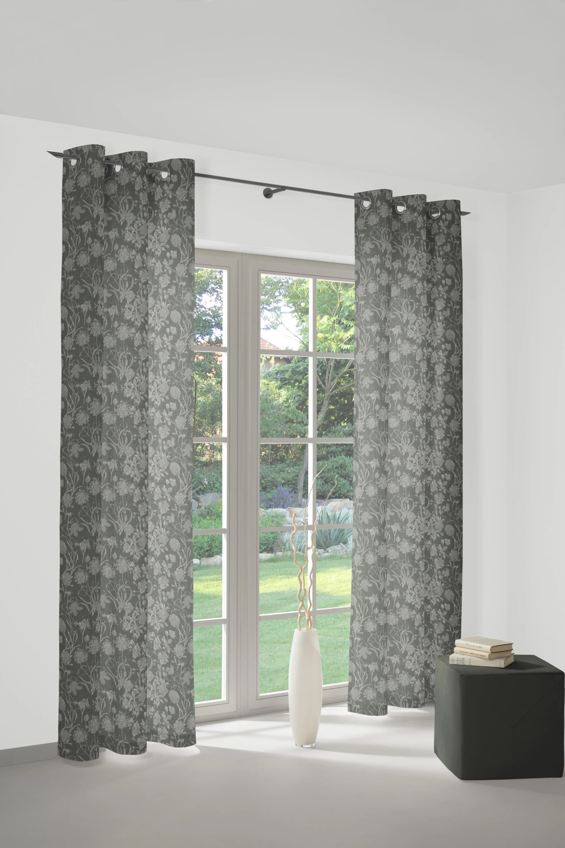 Vorhang ADAM Flower Cuvée Olivgrün 145x225cm Bio-Baumwolle