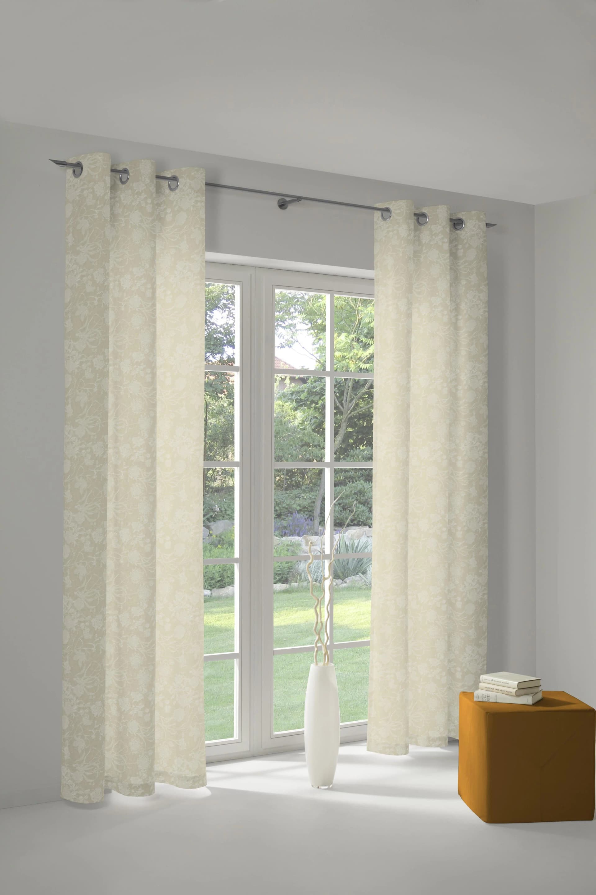 Vorhang ADAM Flower Cuvée Jacquard Bio-Baumwolle Naturweiß