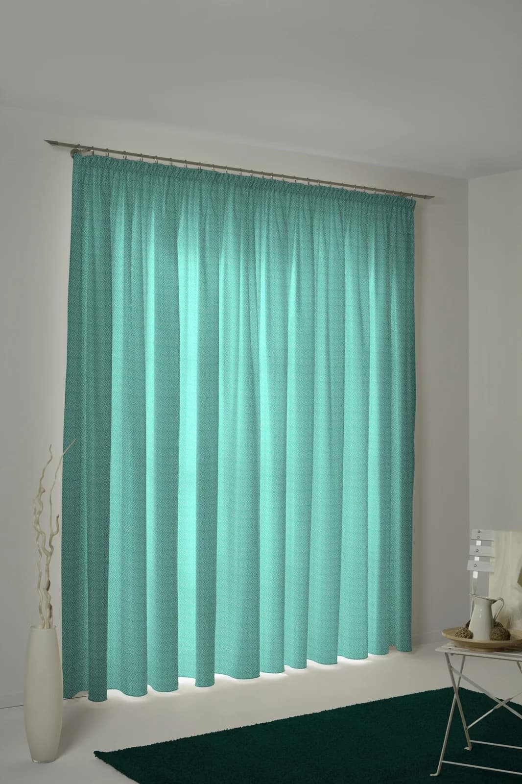 Vorhang ADAM Graphic Ventus Petrol Jacquard Bio-Baumwolle